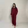 BLOOD RED SOLID LINEN PJS.