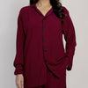 BLOOD RED SOLID LINEN PJS.