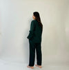 BOTTLE GREEN SOLID LINEN PJS.