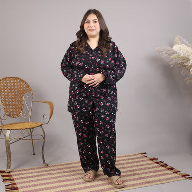 BLACK FLORAL SUMMER LINEN PJS