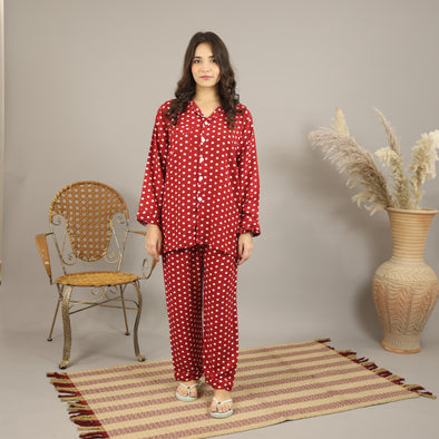 RED POLKA SUMMER LINEN PJS.