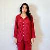 RED PRINTED SUMMER LINEN PJS.