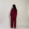 BLOOD RED SOLID LINEN PJS.