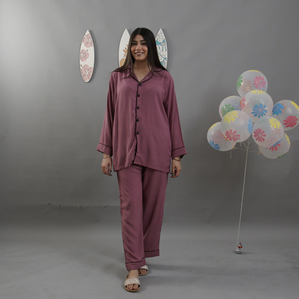 MAUVE SOLID SUMMER LINEN PJS