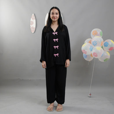 BLACK BOW SUMMER LINEN PJS