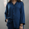 NAVY BLUE SOLID SUMMER LINEN PJS