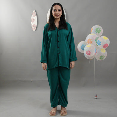 OCEAN GREEN SOLID SUMMER LINEN PJS