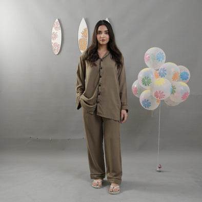 OLIVE SOLID SUMMER LINEN PJS