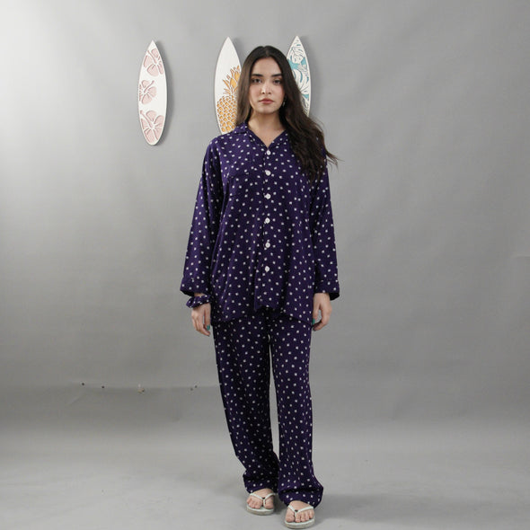 PURPLE PRINTED SUMMER LINEN PJS