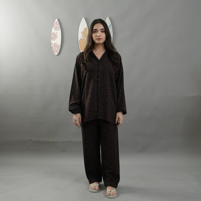 BROWN LEOPARD SUMMER LINEN PJS