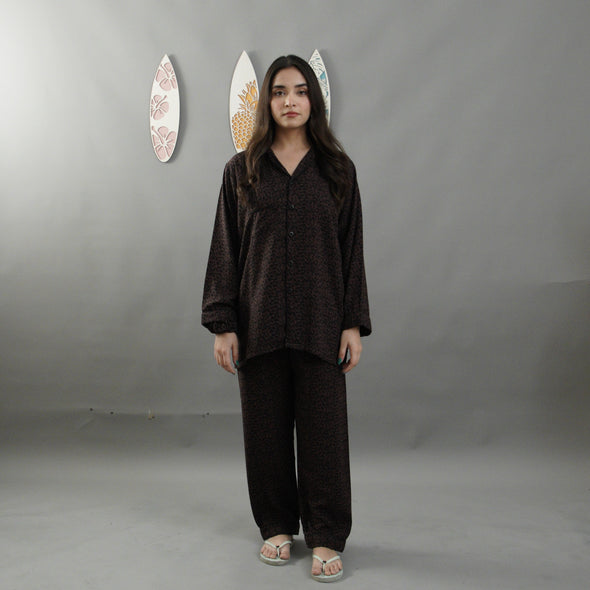 BROWN LEOPARD SUMMER LINEN PJS