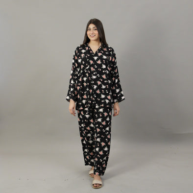 BLACK BLOOM SUMMER LINEN PJS