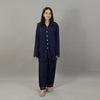 NAVYBLUE SOLID MATERNITY/MODEST SUMMER LINEN PJS
