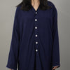 NAVYBLUE SOLID MATERNITY/MODEST SUMMER LINEN PJS