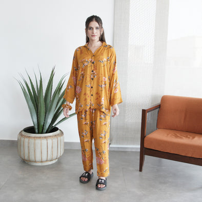 MUSTARD FLORAL SUMMER LINEN PJS