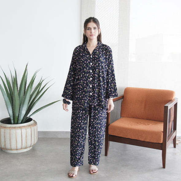 NAVY BLOOM SUMMER LINEN PJS