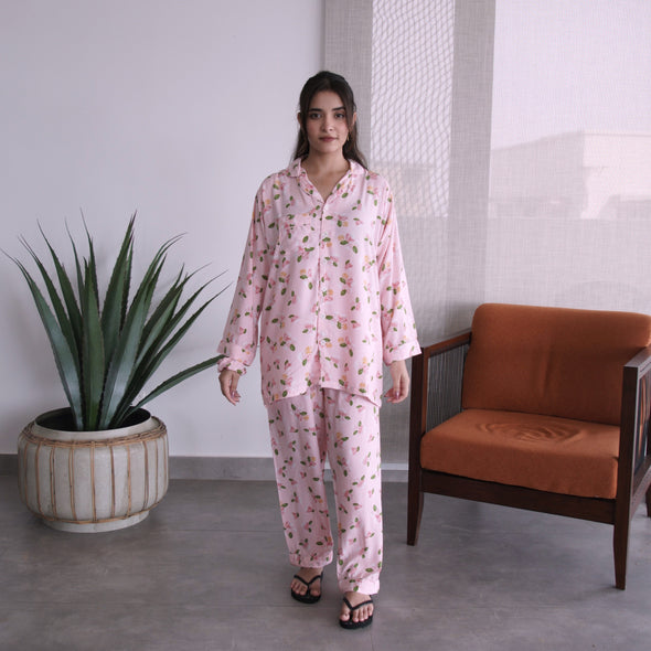TROPICAL ROSE SUMMER LINEN PJS