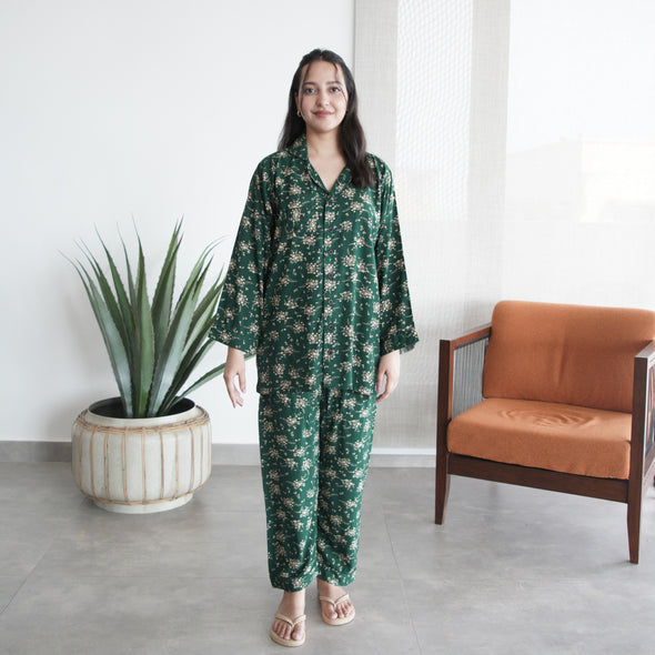 EMERALD BLOSSOM SUMMER LINEN PJS