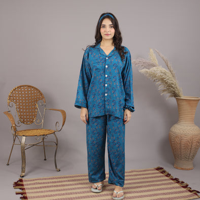 TEAL PETALS SUMMER LINEN PJS.