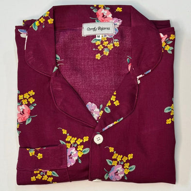 BURGUNDY FLORAL SUMMER LINEN PJS