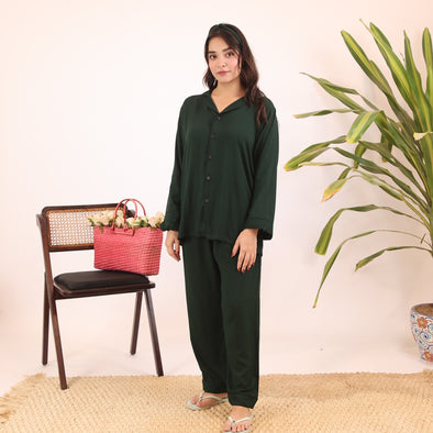 BOTTLE GREEN SOLID PJS