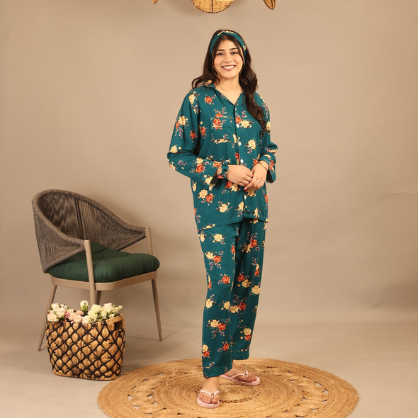 TEAL BLOOM SUMMER LINEN PJS