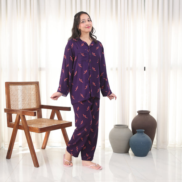 VOILET BLOOM WINTER LINEN PJS