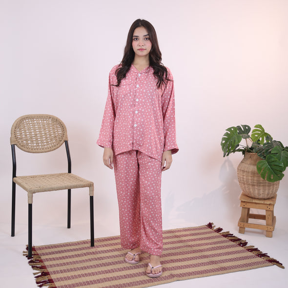 TEA PINK HEARTS SUMMER LINEN PJS