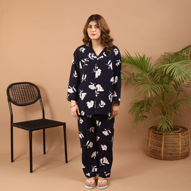 BLUE FLOWER WINTER LINEN PJS