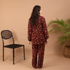 MAROON FLORAL WINTER LINEN PJS