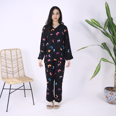 BLACK BUTTERFLIES SUMMER LINEN PJS