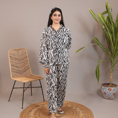 BLACK AND WHITE ZEBRA LINEN PJS