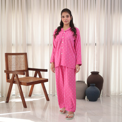 PINK POLKA SUMMER LINEN PJS