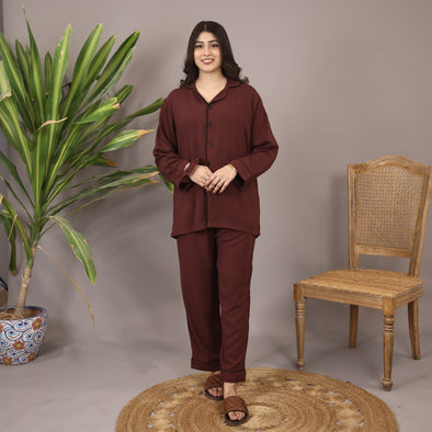 MOCHA SOLID LINEN PJS.