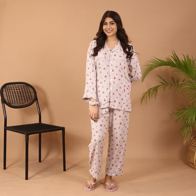 FLORAL STRIPES SUMMER LINEN PJS