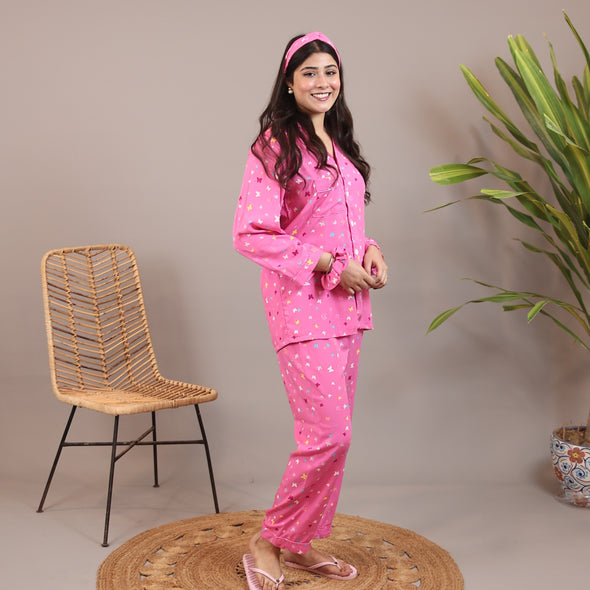 PINK BUTTERFLIES SUMMER LINEN PJS