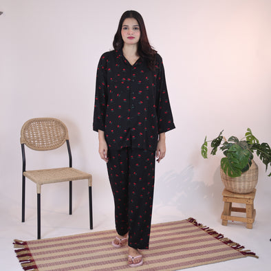 NOIR ROSE MID SUMMER LINEN PJS