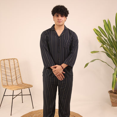 NAVY STRIPES MENS PJS