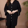 BLACK SOLID SUMMER LINEN MODEST/MATERNITY PJS