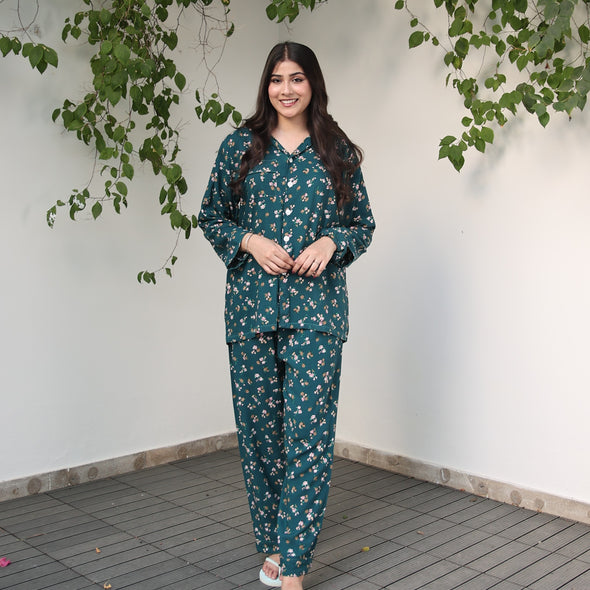 TEAL PETALS SUMMER LINEN PJS