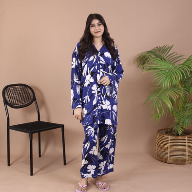 AZURE BLOOM SUMMER LINEN MODEST/MATERNITY PJS