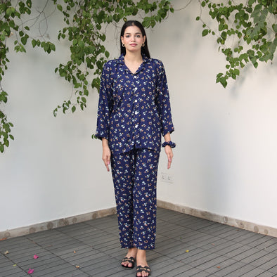 BLUE BLOSSOM SUMMER LINEN PJS