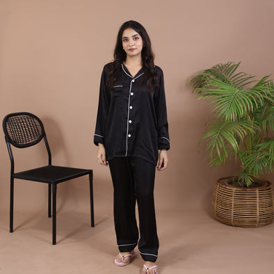 BLACK SILK PJS