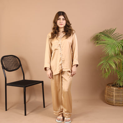 BEIGE SILK PJS