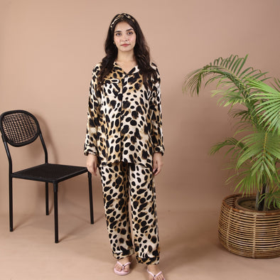 SNOW LEOPARD LINEN PJS