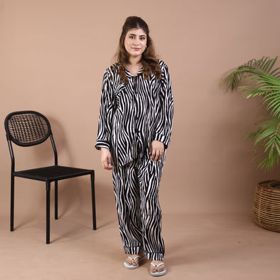 BLACK AND WHITE ZEBRA SUMMER LINEN PJS