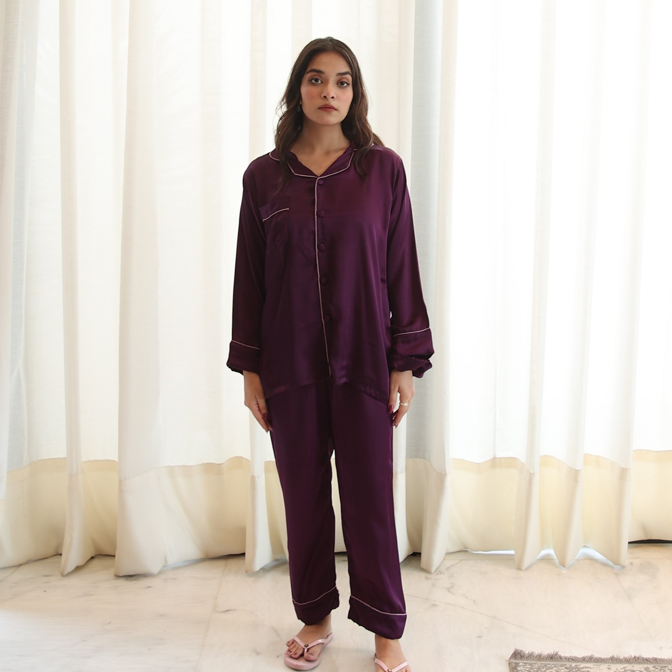 PURPLE SILK PJS - Main Image