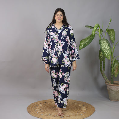 MIDNIGHT FLOWERS SUMMER LINEN PJS