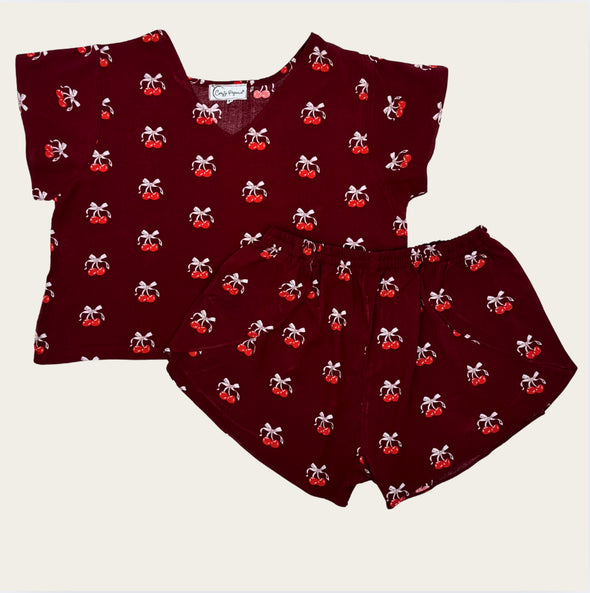 CHERRY BOW CAMI SET