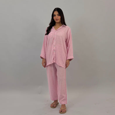 BLUSH BOW LINEN PJS
